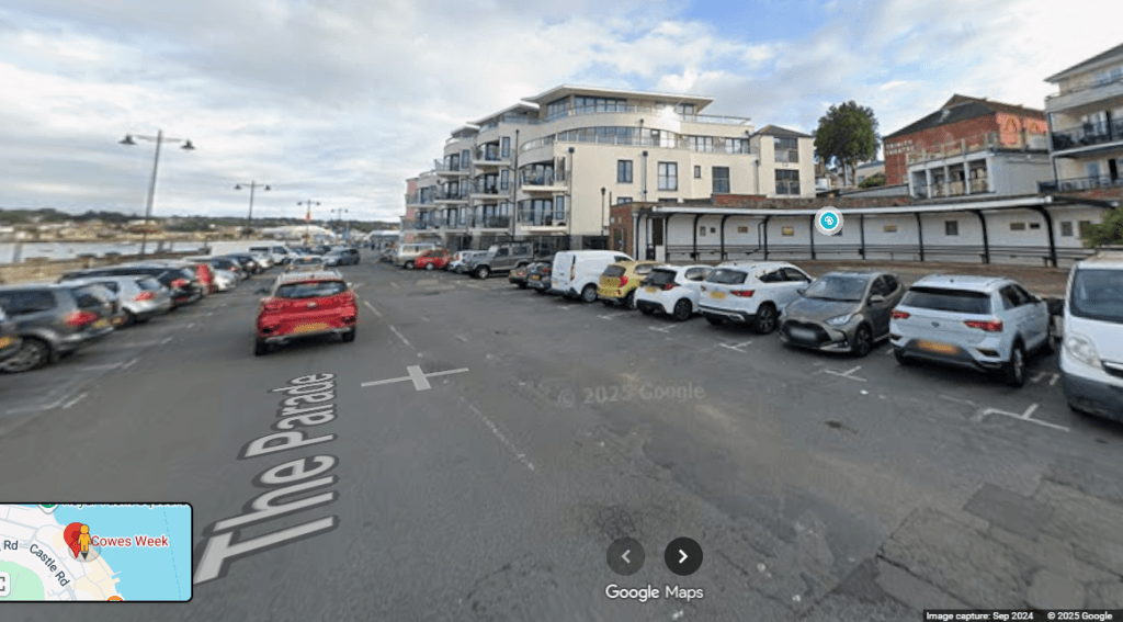 Cowes Parade Plaque location from Google Maps
